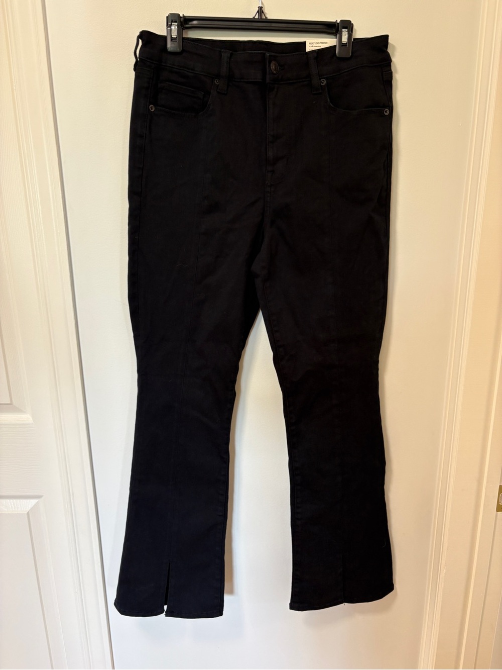 American Eagle Outfitters Black Kick Jeans Slit Front Seam NEW Sz 14 Basic Work